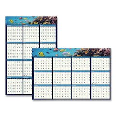 Earthscapes Recycled Reversible/Erasable Yearly Wall Calendar, Sea Life Photos, 24 x 37, White Sheets, 12-Month(Jan-Dec):2026