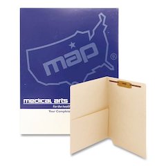 Heavy-Duty Slash Pocket End Tab Fastener Folders, Straight Tab, 1 Fastener, Letter Size, Manila, 50/Box