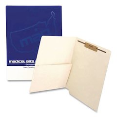 Slash Pocket End Tab Fastener Folders, Straight Tab, 1 Fastener, Letter Size, Manila, 50/Box