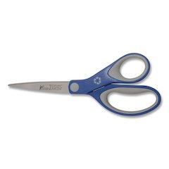 KleenEarth Soft Handle Scissors, 8" Long, 3.25" Cut Length, Straight Blue/Gray Handle