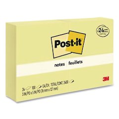 Original Pads in Canary Yellow, Value Pack, 3" x 5", 100 Sheets/Pad, 24 Pads/Pack