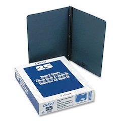 Title Panel and Border Front Report Cover, Three-Prong Fastener, 0.5" Capacity, Dark Blue/Dark Blue, 25/Box