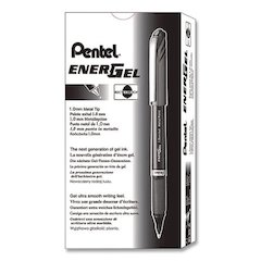 EnerGel NV Gel Pen, Stick, Bold 1 mm, Black Ink, Gray/Black Barrel, Dozen