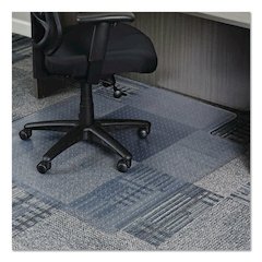 Studded Chair Mat for Flat Pile Carpeted Floors, Rectangular with Wide Lip, Straight Edges, 45" x 53", Clear