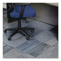Studded Chair Mat for Flat to Low Pile Carpeted Floors, Rectangular with Wide Lip, Beveled Edges, 45" x 53", Clear