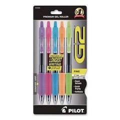 G2 Premium Gel Ink Pen, Retractable, Fine 0.7 mm, Assorted Ink and Barrel Colors, 5/Pack