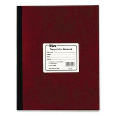 Computation Notebook, Quadrille Rule (4 sq/in), Red Cover, (75) 11.75 x 9.5 Sheets