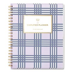 Simplified Planner by Emily Ley: Academic Weekly/Monthly Book, 11 x 8.5, Lilac Plaid Cover, 12-Month: July 2025 to June 2026