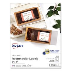 Rectangular Labels with Sure Feed Technology, Inkjet/Laser, 2 x 3, Matte White, 8 Labels/Sheet, 25 Sheets/Pack