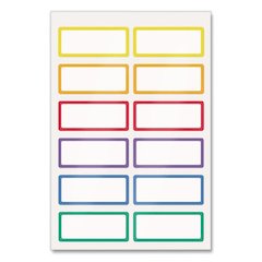 No-Iron Fabric Labels, Rainbow Border, Handwrite Only, 0.75 x 1.75, White, 12/Sheet, 2 Sheets/Pack