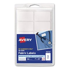No-Iron Fabric Labels, Handwrite Only, 1 x 1.75, White, 10/Sheet, 10 Sheets/Pack