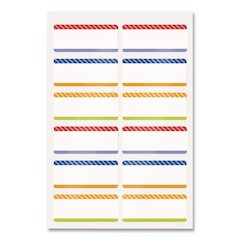 No-Iron Fabric Labels, Multicolored Border, Handwrite Only, 0.75 x 1.75, White, 12/Sheet, 2 Sheets/Pack