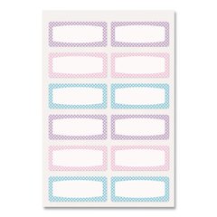 No-Iron Fabric Labels, Pastel Borders, Handwrite Only, 0.75 x 1.75, White, 12/Sheet, 2 Sheets/Pack