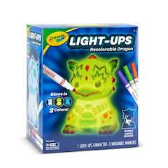 Light Ups Recolorable Dragon with (3) Ultra-Clean Washable Markers, Ages 4 and Up, 4 Pieces