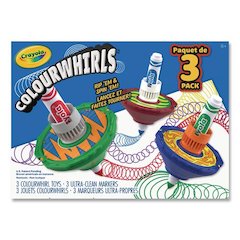 Colourwhirls Toy with (3) Rip-Cord Spinners and (3) Ultra-Clean Washable Markers, Ages 6 and Up, 12 Pieces