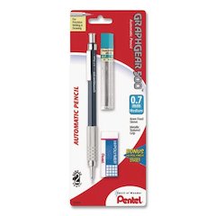GraphGear 500 Mechanical Drafting Pencil, 0.7 mm, HB (#2), Black Lead, Black/Silver Barrel