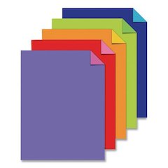 Double-Color Card Stock, 70 lb Cover Weight, 8.5 x 11, Assorted Bright Colors, 80/Pack