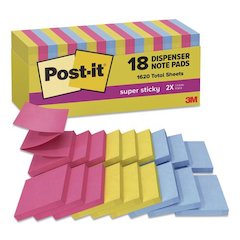 Pop-up Notes Summer Joy Collection Colors, Cabinet Pack, 3" x 3", Assorted Colors, 90 Sheets/Pad, 18 Pads/Pack