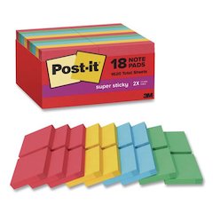 Pads in Playful Primary Collection Colors, 1.88" x 1.88", Assorted Colors, 90 Sheets/Pad, 18 Pads/Pack