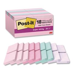 Recycled Notes in Wanderlust Pastels Collection Colors, 1.88" x 1.88", Assorted Colors, 70 Sheets/Pad, 18 Pads/Pack