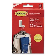 Folding Clothes Hanger Arm, Individual Slots for Five Clothes Hangers, Plastic, White, Supports 7.5 lb