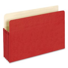 Colored File Pockets, 3.5'' Expansion, Legal Size, Red, 25/Box