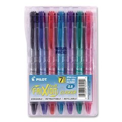 FriXion Ball Clicker Erasable Gel Pen, Retractable, Extra-Fine 0.5 mm, Assorted Ink and Barrel Colors, 7/Pack