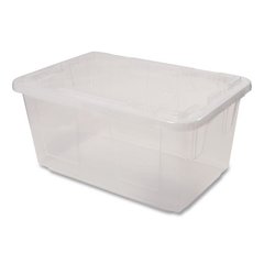 Storage Bin with Snap Lid, 20.5 x 30.5 x 14.7, Clear