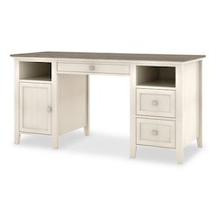 Abington Two-Pedestal Wood Computer Desk, 60" x 23.63" x 30.25", Dusty Aged Oak/Antique White