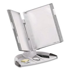 Modular Desktop Document Holder, 10 Panels with Black Borders, Gray Base