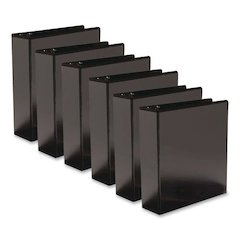Round Ring View Binder, 3 Rings, 3" Capacity, 11 x 8.5, Black, 6/Carton