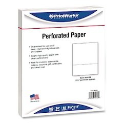 Perforated Paper, 92 Bright, Perforated 3.67 from Bottom, 24 lb Bond Weight, 8.5 x 11, White, 500 Sheets/Ream, 5 Reams/Carton
