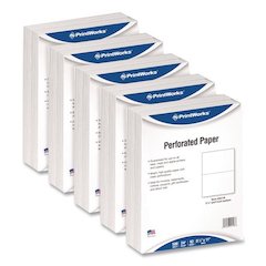 Perforated Paper, 92 Bright, Perforated 5.5" from Bottom, 20 lb Bond Weight, 8.5 x 11, White, 500/Ream, 5 Reams/Carton