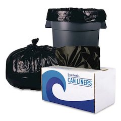 Reprocessed Resin Can Liners, 60 gal, 1.2 mil, 38 x 58, Black, 50 Bags/Carton
