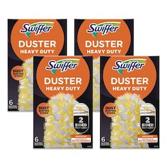 Heavy Duty Dusters Refill, Dust Lock Fiber, Unscented, Yellow, 6/Box, 4 Boxes/Carton
