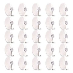 Suction Cup Hooks, Metal Silver Hook, 25/Pack
