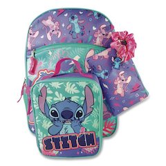 Stitch and Angel 5-Piece Backpack Set, 12 x 5 x 16, Multicolor