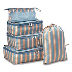 Five-Piece Packing Cube Set, Assorted Sizes, Multicolor Stripe