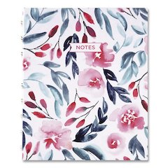 NotePro Fashion Hard Cover Notebook, 1-Subject, Medium/College Rule, Tranquil Blooms Cover, (96) 9.25 x 7.25 Sheets