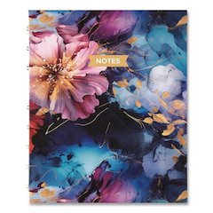 NotePro Fashion Hard Cover Notebook, 1-Subject, Medium/College Rule, Midnight Floral Cover, (96) 9.25 x 7.25 Sheets