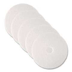 Low-Speed Super Polishing Floor Pads 4100, 17" Diameter, White, 5/Carton