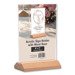 Acrylic Sign Holder with Wood Base, 5 x 7 Insert