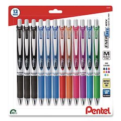 EnerGel RTX Gel Pen, Retractable, Medium 0.7 mm, Assorted Ink, Assorted Barrel Colors, 12/Pack
