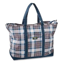 Large Polyester Everyday Lightweight Tote, 17" x 7.5" x 15", Mallard Blue Indigo Tartan