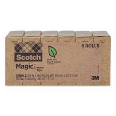 Magic Greener Tape Refill, 1" Core, 0.75" x 25 yd, Transparent, 6 Rolls/Pack
