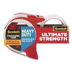 3850 Heavy-Duty Packaging Tape with Dispenser, 3" Core, 1.88" x 54.6 yd, Clear, 2 Rolls/Pack