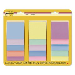 Super Sticky Notes, 3" x 3", Randomly Assorted Energy Boost and Playful Primaries Colors, 45 Sheets/Pad, 15 Pads/Pack