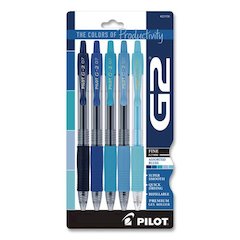 G2 Edge Colors of Tranquility Premium Gel Pens, Shades of Blue, Retractable, Fine 0.7 mm, Assorted Ink/Barrel Colors, 5/Pack