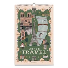 World Travel Monthly Wall Calendar, 11 x 17, Multicolor Sheets, 12-Month (Jan to Dec): 2026
