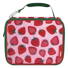 Kids Strawberry Smiles Insulated Lunch Bag, 9.5 x 3.75 x 7.5, Red Strawberry Print